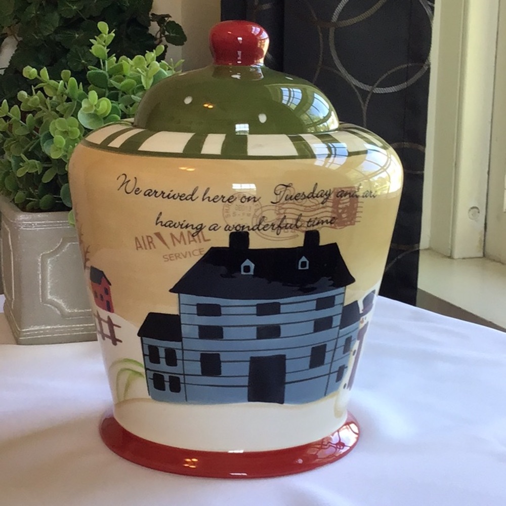 Winter Cookie Jar of Country Landscape